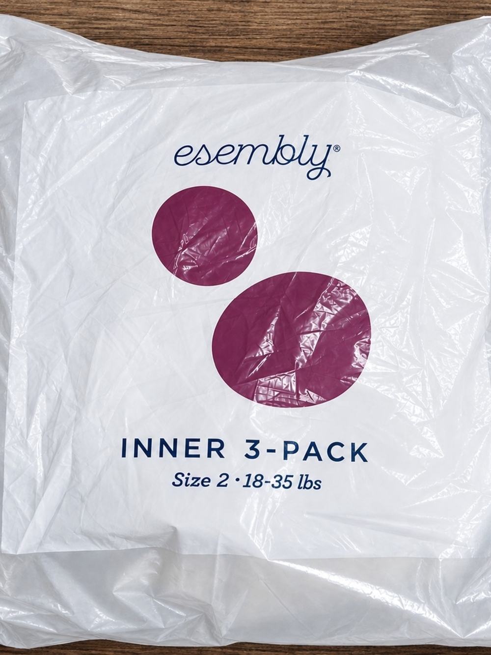 Esembly 3-Pack Snap Closure Cloth Inner Baby Diapers Reusable Size 2 (18-35 lbs)